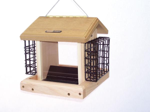 Bird's Choice 2-1/2 Quart Cedar 2-Sided Feeder w/Suet Cages 